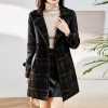 New Winter 2024 double-sided leather jacket for women, mid-length suit collar women's leather coat, Korean-style women's outerwear details Picture